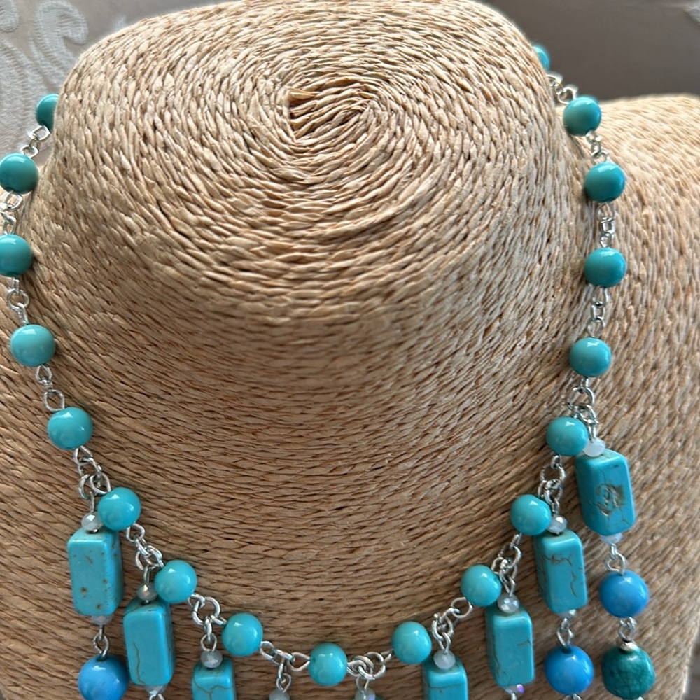 Chicos turquoise colored statement necklace adjustable very beautiful piece - Picture 8 of 16